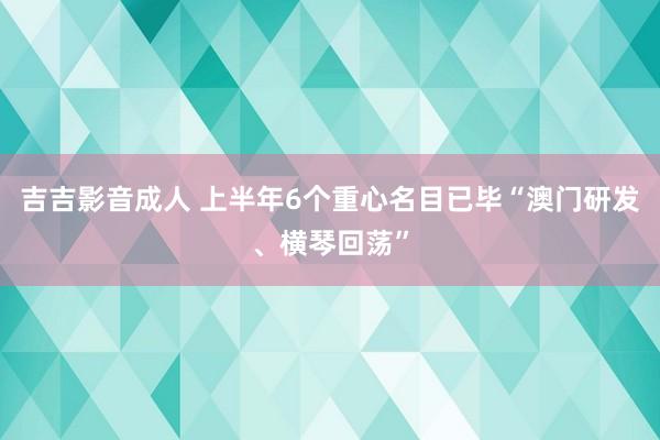 吉吉影音成人 上半年6个重心名目已毕“澳门研发、横琴回荡”