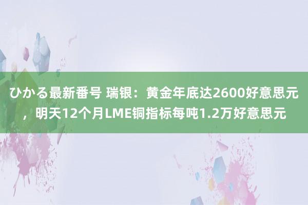 ひかる最新番号 瑞银：黄金年底达2600好意思元，明天12个月LME铜指标每吨1.2万好意思元