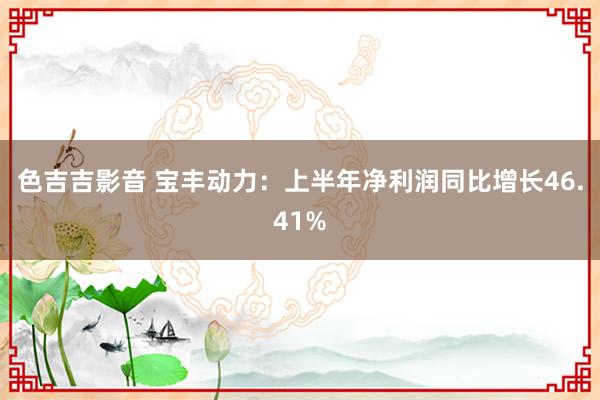 色吉吉影音 宝丰动力：上半年净利润同比增长46.41%