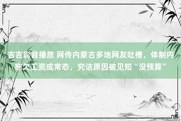 吉吉影音播放 网传内蒙古多地网友吐槽，体制内拖欠工资成常态，究诘原因被见知“没预算”