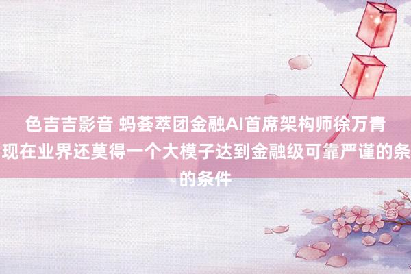 色吉吉影音 蚂荟萃团金融AI首席架构师徐万青：现在业界还莫得一个大模子达到金融级可靠严谨的条件