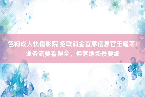 色狗成人快播影院 招联消金首席信息官王耀南：业务流要看得全，但落地场景要细